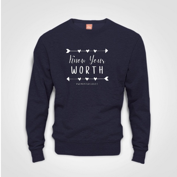 Know Your Worth - Sweater - Navy Blue