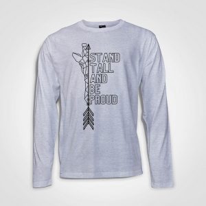 Stand Tall and Be Proud Long-Sleeve-T-Shirt Grey Melange