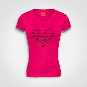 Beautiful Butterfly - Fitted V-Neck - CD - Pink