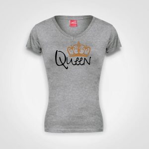 Here Is Your Crown-Fitted- V-Neck - Grey