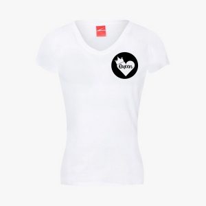 Queen Of Hearts-Fitted- V-Neck - White