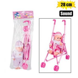 Baby Doll 28cm with Sound - Stroller