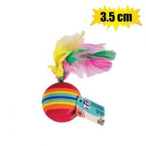Pet Cat Toy Ball With Feathers 3.5cm
