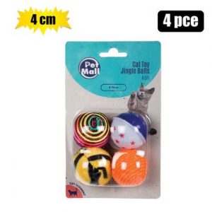 Pet Cat Toy Balls Asstd 4cm Pk-4