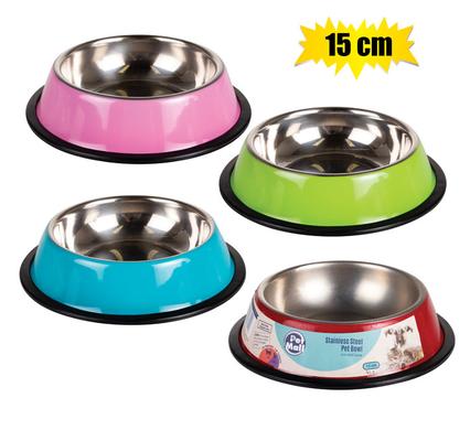 Dog-Cat Bowl S-S Asstd Colors 15cm