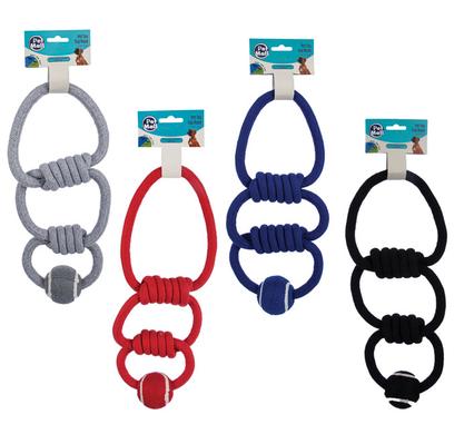 Dog Toy Tug-Rope Triple With Ball