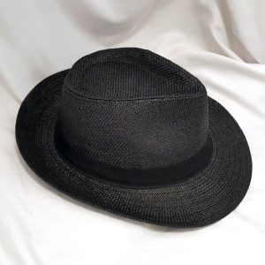 Black Panama Hat - Straw Type With Band - Size 35cm x 29cm