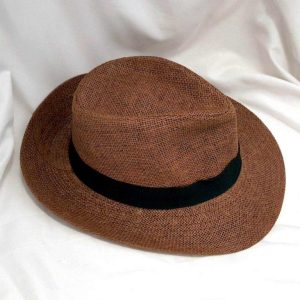 Brown Panama Hat - Straw Type With Band - Size 35cm x 29cm