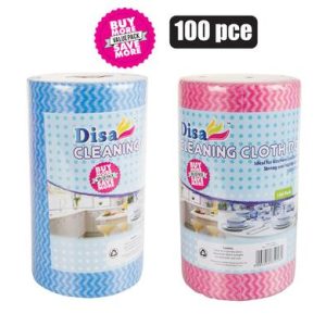 Cleaning Cloth Roll 100 50 x 22cm Blue-Pink