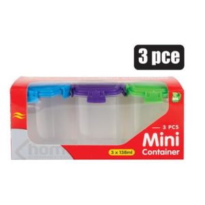 Container Mini 138ml 3Pce Clip Lock