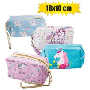 Cosmetic Bag Pvc 18 x 10 x 7cm Unicorn Asst