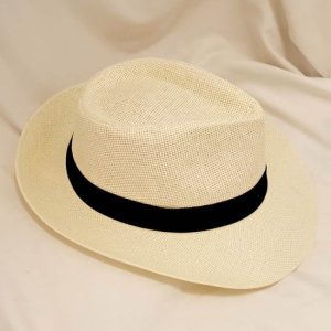Cream Panama Hat - Straw Type With Band - Size 35cm x 29cm