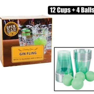 DRINKING GAME GIN FLING 12 CUPS+4 BALLS