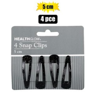 Hair Pins 4Pc Snap Clips 5cm Black