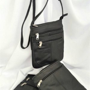 Leather Medium Sling - Black 22 x18 3cm