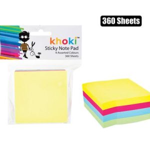 Note-Pad Self-Stick 360 Sheets Col Asstd