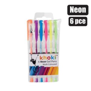 Pen Novelty Gel Neon 6Pce