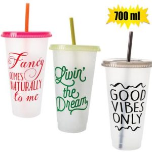 Tumbler Sipper With Straw 700ml Printed