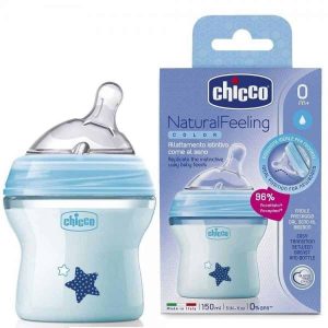 baby bottle, 150ml milk bottle, Chicco Nat Feeling Bottle 0m+ 150ml, bottle for 0mo, Bemata