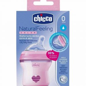 baby bottle, newborn milk bottle, pink baby bottle, Chicco Nat Feeling Colored Bottles Pink 150ml, Bemata