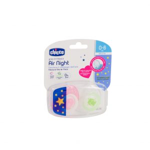 glow in the dark soother, glow in the dark pacifier, Chicco Soother Physio Air Lui Sil 0-6m 2pcs in Case Glow In Dark, Bemata