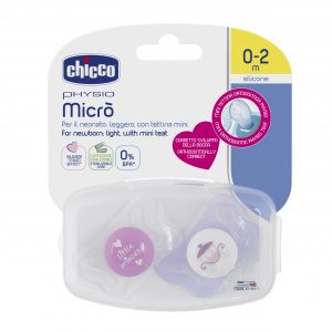 newborn soother, newborn pacifier, mini soother, mini pacifier, Chicco Soother Physio Micro Girl Sil 0-2m 2Pcs in Case, Bemata