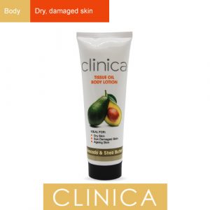 Clinica Avocado & Shea Butter body lotion, Clinica tissue oil avocado, Clinica tissue oil body butter, Bemata