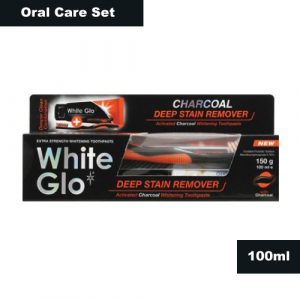 White Glo Tooth Paste and Tooth Brush Charcoal 100ml
